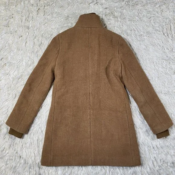 J.Crew Coat Womens 0 Lodge Italian Wool Camel Heather Acorn Zip Up Coat #K0896 - Picture 14 of 16